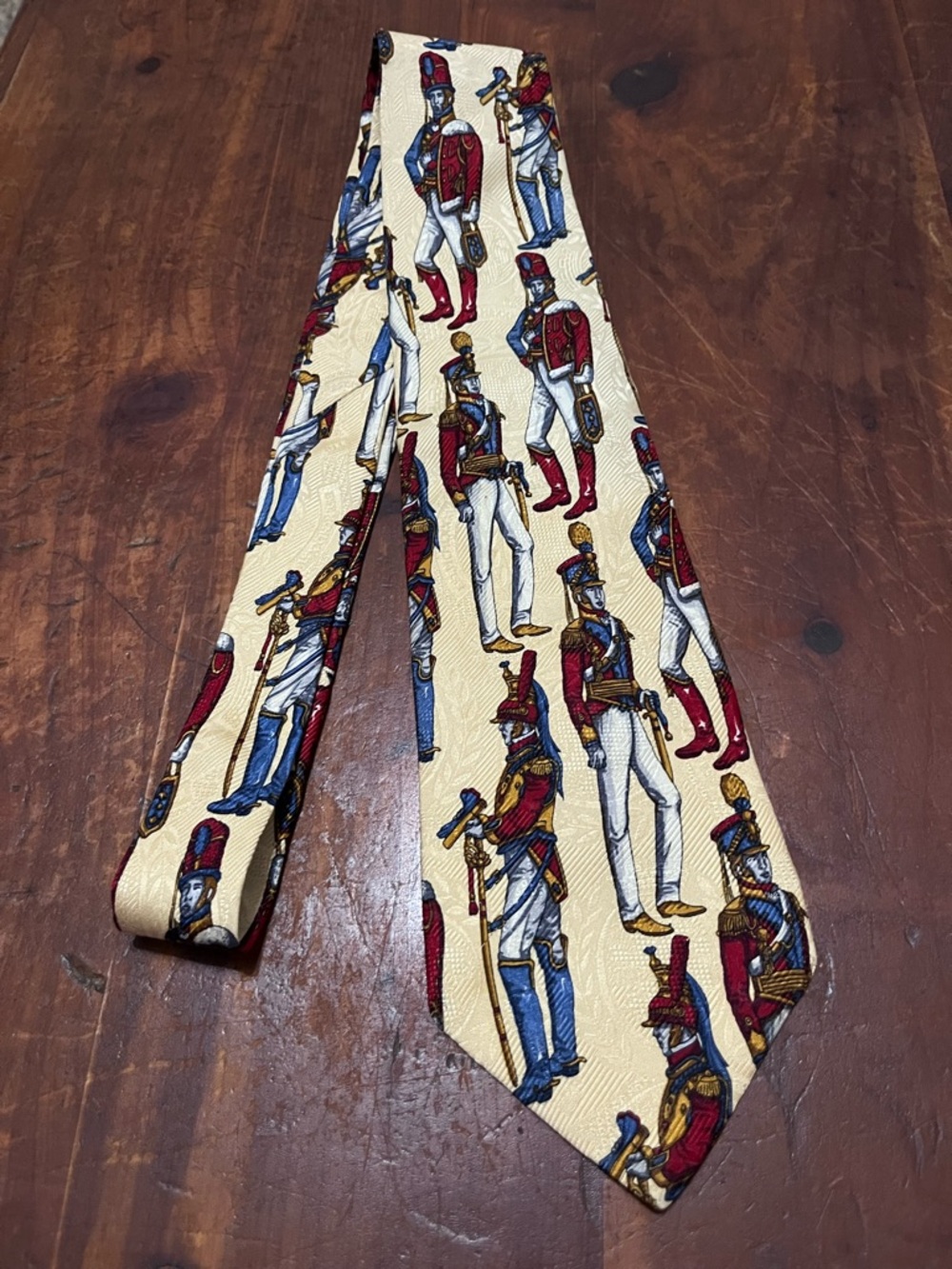 Tommy Hilfiger 100% Silk Navy & Red Uniformed Soldiers Tie - Picture 9 of 9